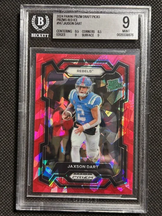 2024 PANINI PRIZM DRAFT PICKS JAXSON DART #147 RED ICE RC ROOKIE BGS 9 MINT