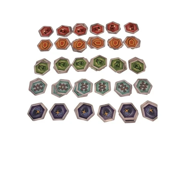 Bakugan Tokens 12 Purple, 15 Teal, 17 Green, 14 Orange, 12 Red