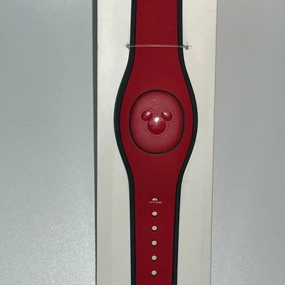 Disney Parks MagicBand+ Solid Coral Red Mickey Mouse Resort Unisex Bracelet New