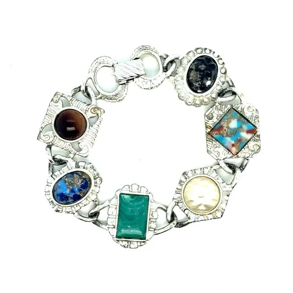 Sarah Cov. Multistone Silver-Tone Link Bracelet‎ -
