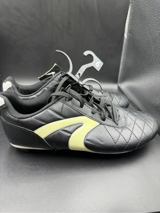 Men's Black Athletic Cleats with Yellow Accent