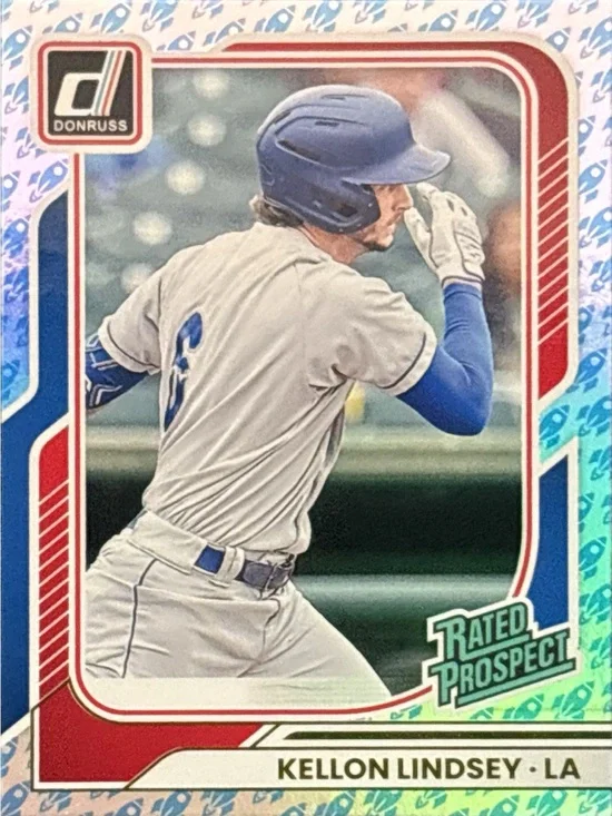 Panini Donruss Kellon Lindsey Rated Prospect Baseball Card - Refractor