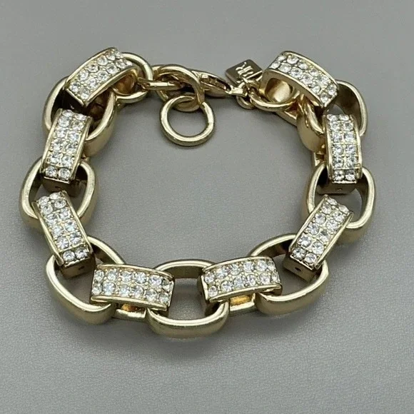 Banana Republic Bracelet Womens Gold Tone Crystal Link Chain Jewelry 7.5 Inch