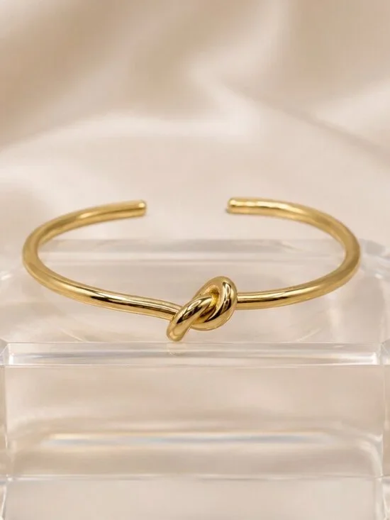 Knot Cuff Bracelet-14K Gold Plated- Open Bangle- NEW!!