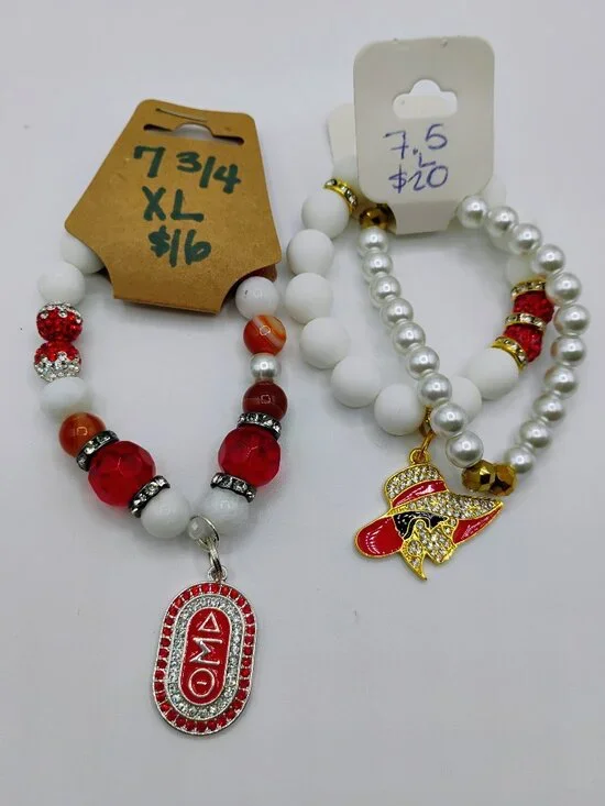 Delta Sigma Theta beaded bracelets - 3 piece