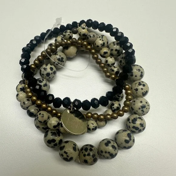 Marley Lilly Black and Gold Beaded Bracelet Set - NWT