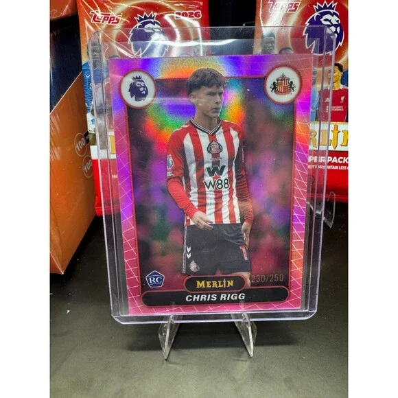 2026 Topps Merlin Premier League #163 Chris Rigg, Sunderland RC Pink /250