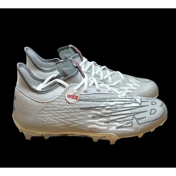 Size 11 WIDE - New Balance Lacrosse Turf Cleats  2E Burnxlx3 Gray White Mens