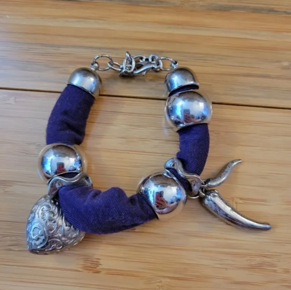 Heart and pepper charm bracelet