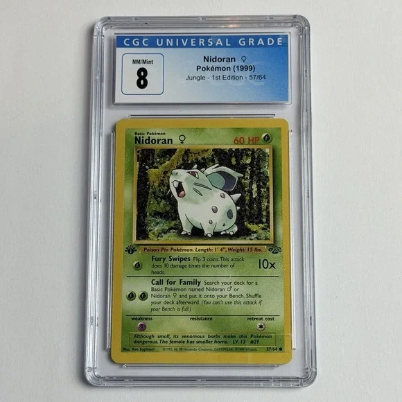 Nidoran Female Jungle 1st Edition 57/64‎ CGC 8 NM/Mint TCG Pokemon 1999 WotC Vtg