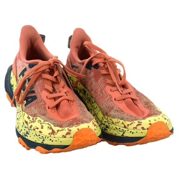 Hoka Speedgoat 6 Trail Running Shoes Mens 8.5 Orange Yellow Good Vibram Soles