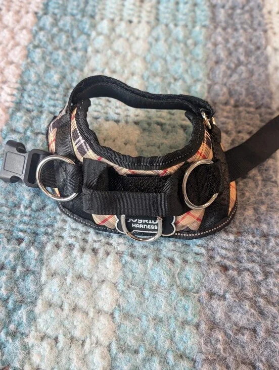 No Pull Dog Harness with Plaid Accent - Black size XS