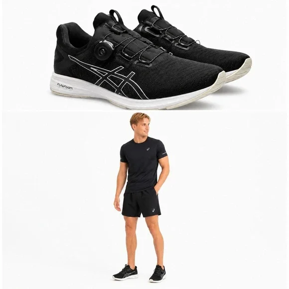 Asics Running Shoes Men 11 Black‎ Dynamis BOA T7D1N FlyteFoam Athletic Sneakers