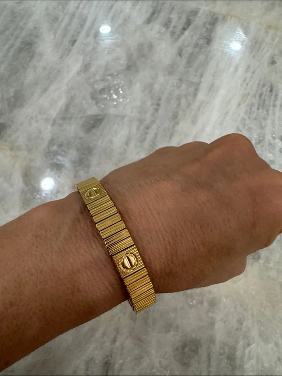 Gold Toned Screw Accent Bracelet