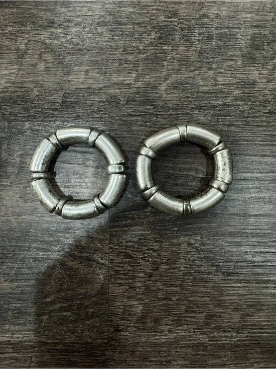 Classic Silver-Tone Segment Hoop Bracelets for Women