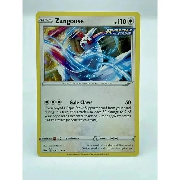 Zangoose 120/198 Rapid Strike‎ Chilling Reign Non-Holo Pokémon TCG Mint Unplayed