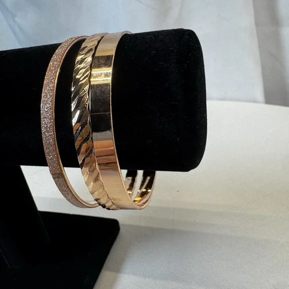 Set Of 3‎ Rose Gold Tone Bangle Bracelets