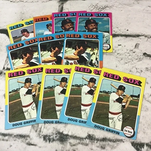 Vintage‎ 1975 Topps Baseball Cards Red Sox Gray Back Lot Of 11 With Duplicates