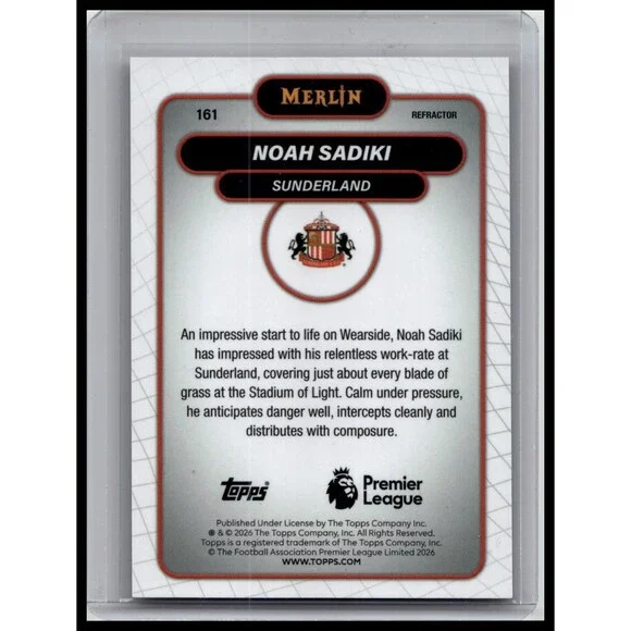 2026 Merlin Premier League #161 Noah Sadiki Refractor