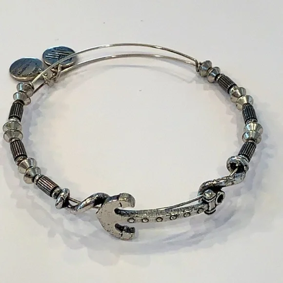 Alex and ani boat anchor silver tone beaded