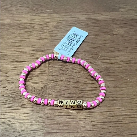 Vibrant Pink and Gold Beaded Bracelet‎