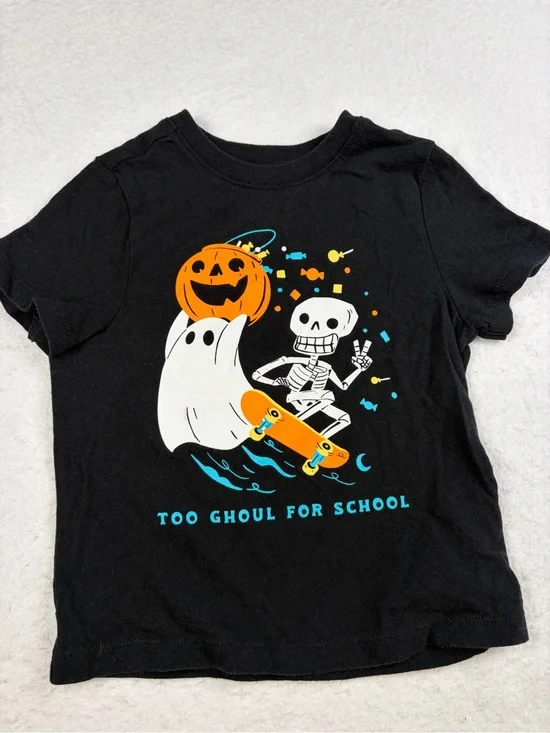 Old Navy Toddler Halloween Too Ghoul For School Graphic Tee Black 2T