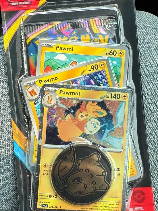 Pokemon Yellow Pawmot Pawmo Pawmi Trading Cards with Black Coin