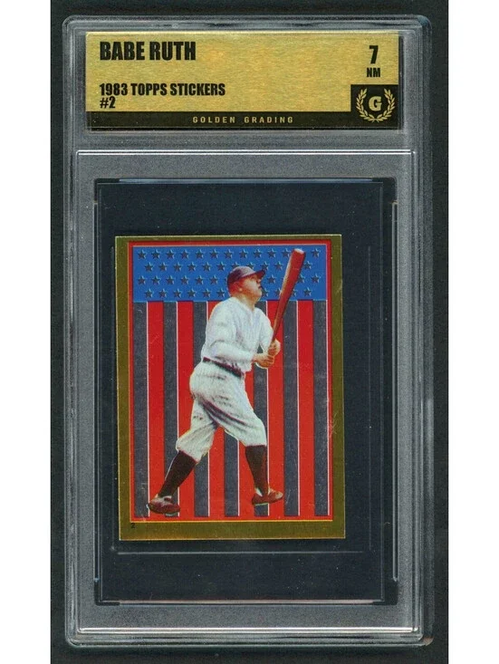 1983 Topps Foil Stickers Babe Ruth #2 Yankees HOF Graded 7 NM
