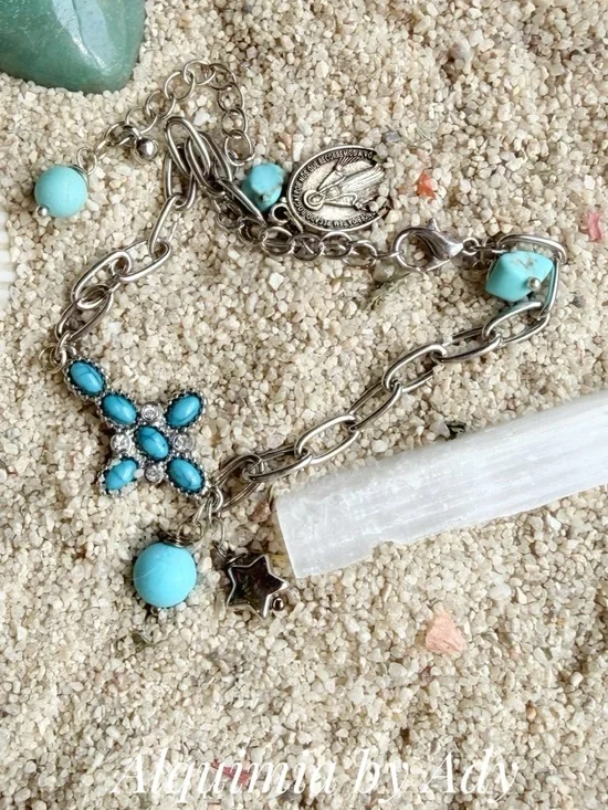 HEIRLOOM +Silver Chain Bracelet with Turquoise Charms