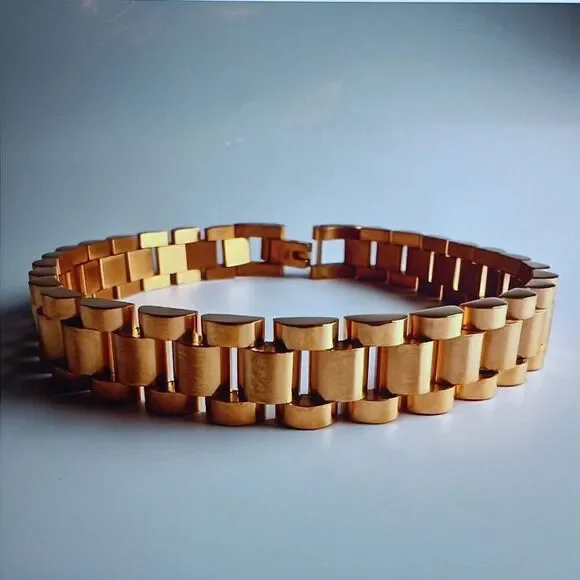 NEW Stainless Steel‎ Band Bracelet Goldtone 7