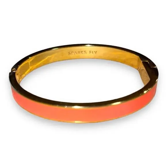 Kate Spade New York Sparks Fly Enamel Bangle Bracelet Coral Gold Tone