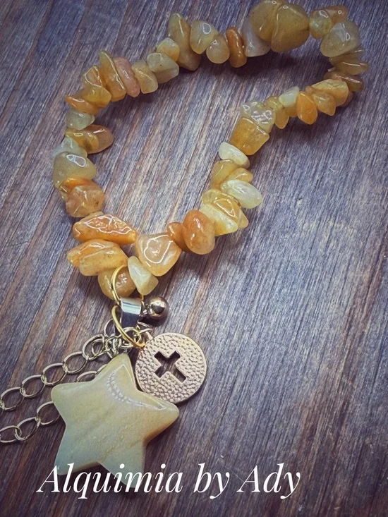 SUMMER BEADED Gold and yellow agate bracelet