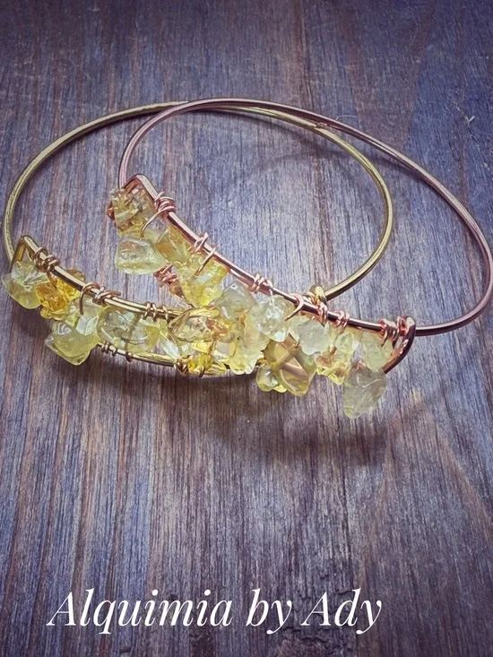 CITRINE + rose and yellow gold bracelet set + SUMMER BEADED