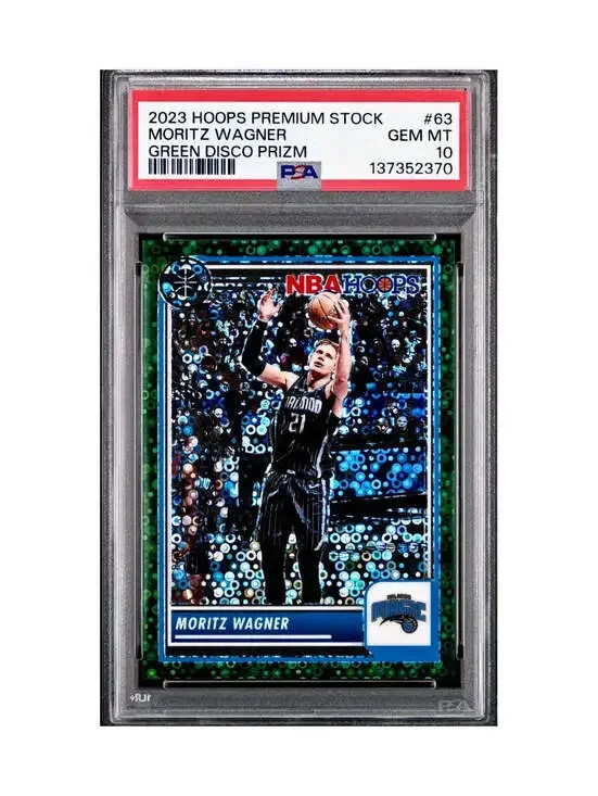 Moritz Wagner 2023 Panini Hoops Premium #63 4/5 Green Disco Prizm PSA 10 Gem