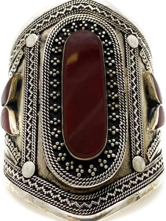 Handmade Adjustable Cuff Bracelet for Women, Bohemian Tribal Kuchi Design