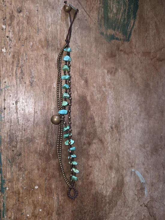 Source Unknown Turquoise Green Bead Multi-Chain Bracelet