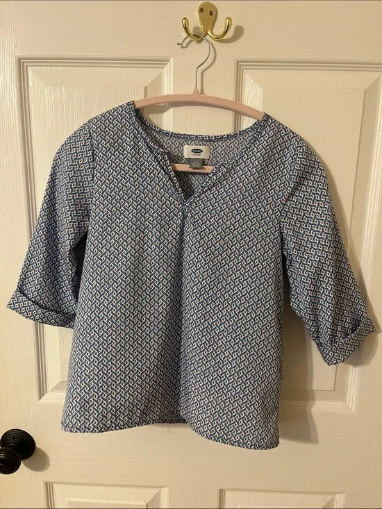 Old Navy Blue Geo-Print Girls Top