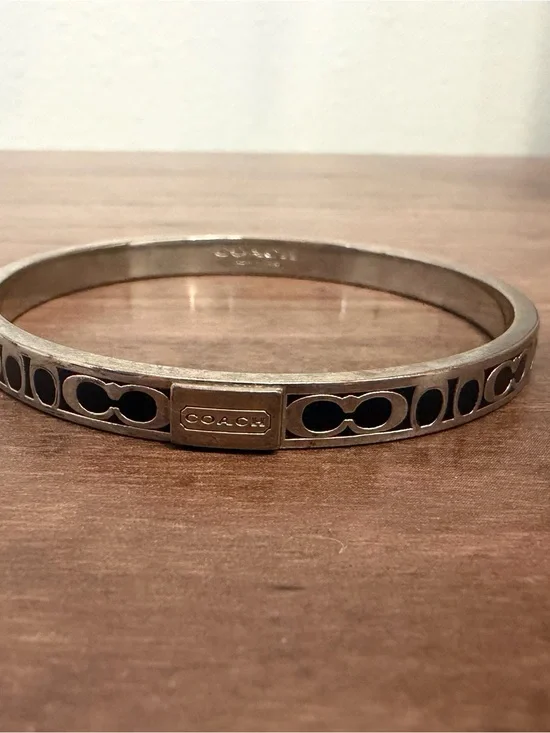 Coach Silver-Tone Logo Bangle