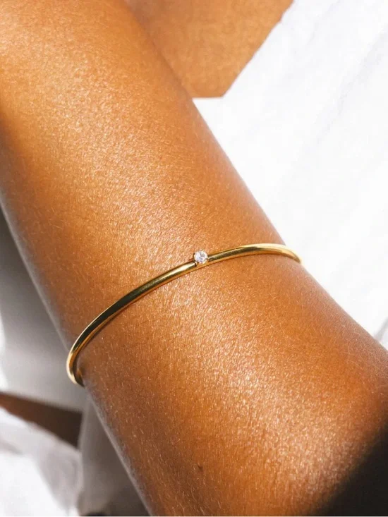 ATOLEA THIN SOLAR CUFF 18kGOLD PLATED NEW IN POUCH