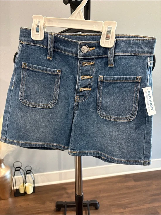 Old Navy Blue Denim Button-Fly Casual Shorts