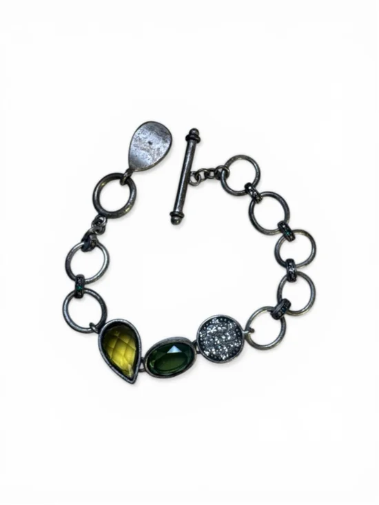 Women's Lia Sophia Silver Tone Green Gemstone Toggle Bracelet One Size