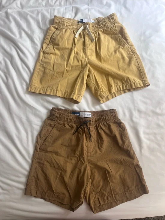 Old Navy boys Yellow cotton and Brown nylon Drawstring Athletic Shorts - 2 Pack