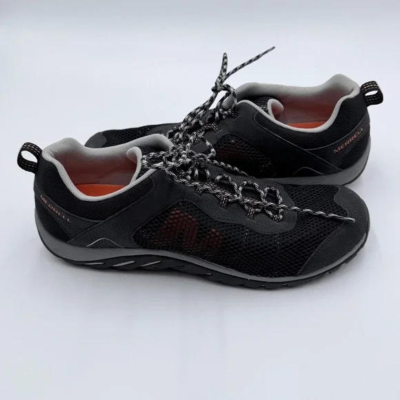 Merrell Mens J289763C Hiking Shoes Black Grey Orange Mesh Trail Sneakers Size 15