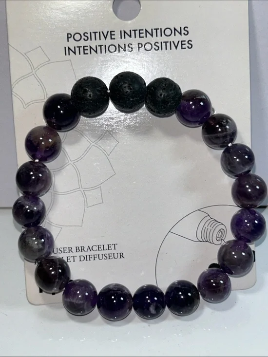 NWT Genuine Amethyst Quartz Gemstone Bead Aromatherapy Bracelet