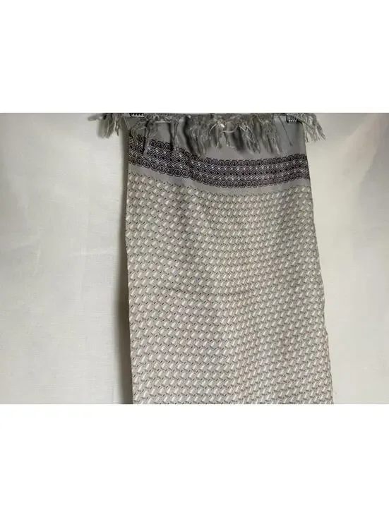 100% Silk Scarf Wrap with Tassels and Delicate Pattern Some Staining See Photos
