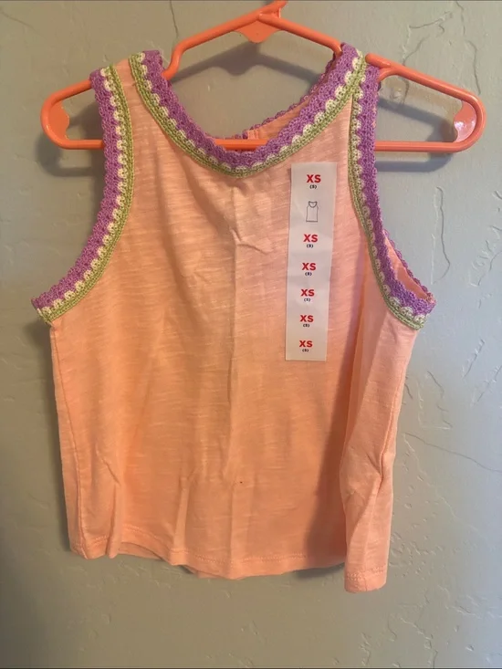 Old Navy Peach Tank Top with Purple & Green Trim