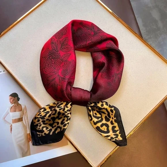 Miss Viviana Elegant Floral Silky Scarf 70cm