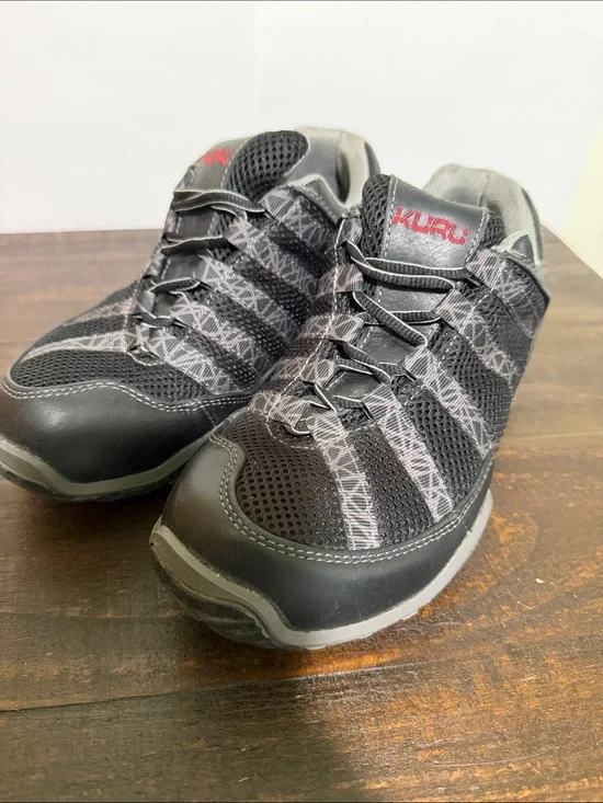 KURU Men’s Black Athletic Lace-Up Sneakers with Gray Accents