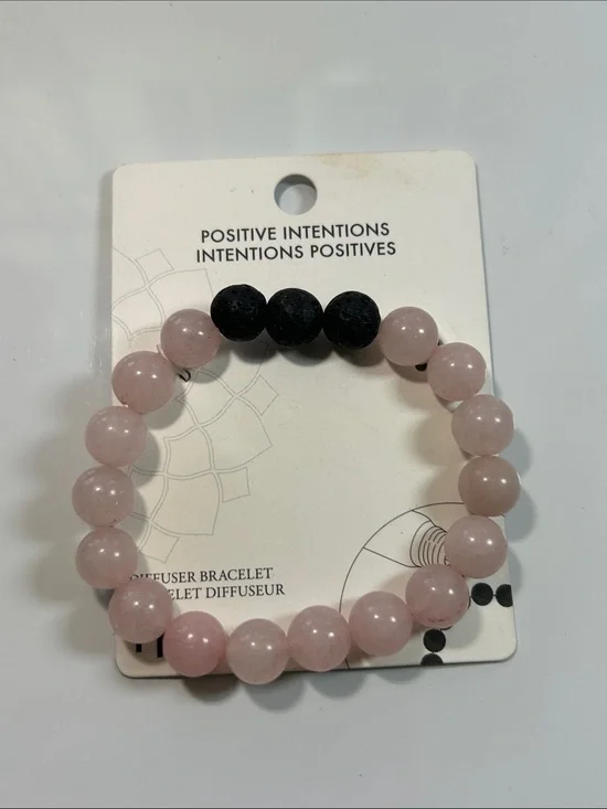 NWT Genuine Rose Quartz Gemstone Bead Aromatherapy Bracelet Positive Intentions