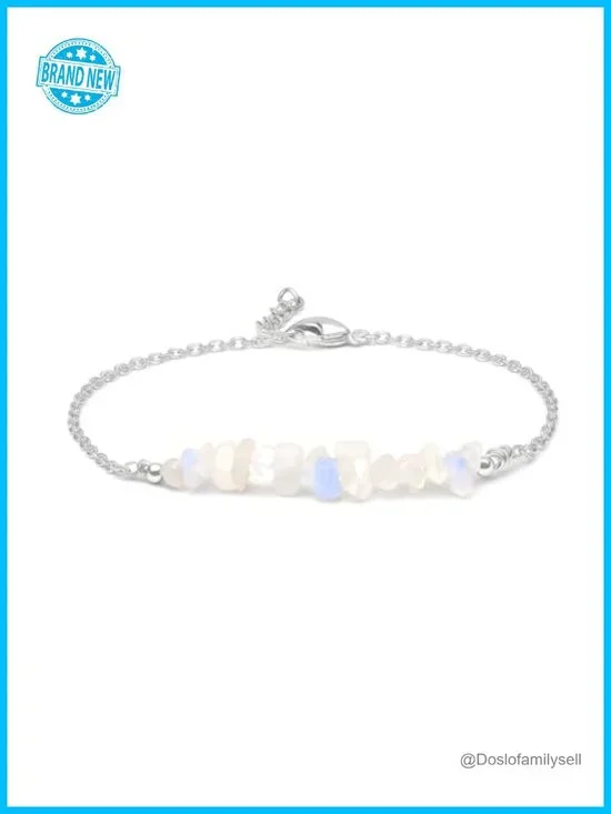 Natural Gemstone Chip Bar Bracelet, Gold Plated Adjustable Chain, Dainty
